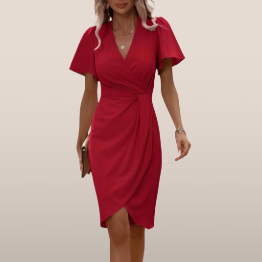 Eden | Robe Portefeuille Midi Avec Manches Papillon
