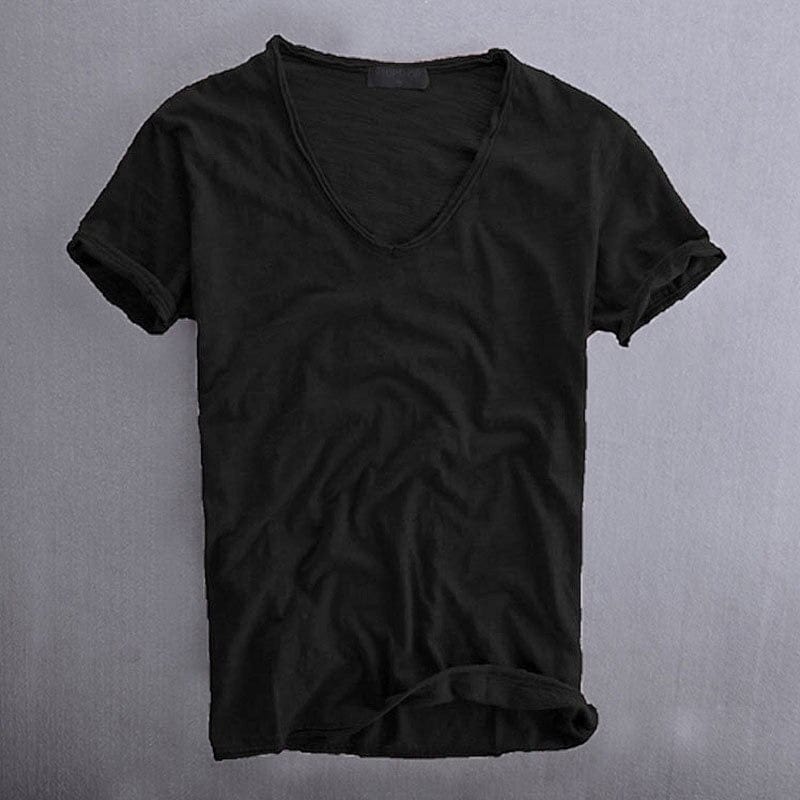 Viktor | Tricou cu guler în V, mâneci scurte, croială lejeră
