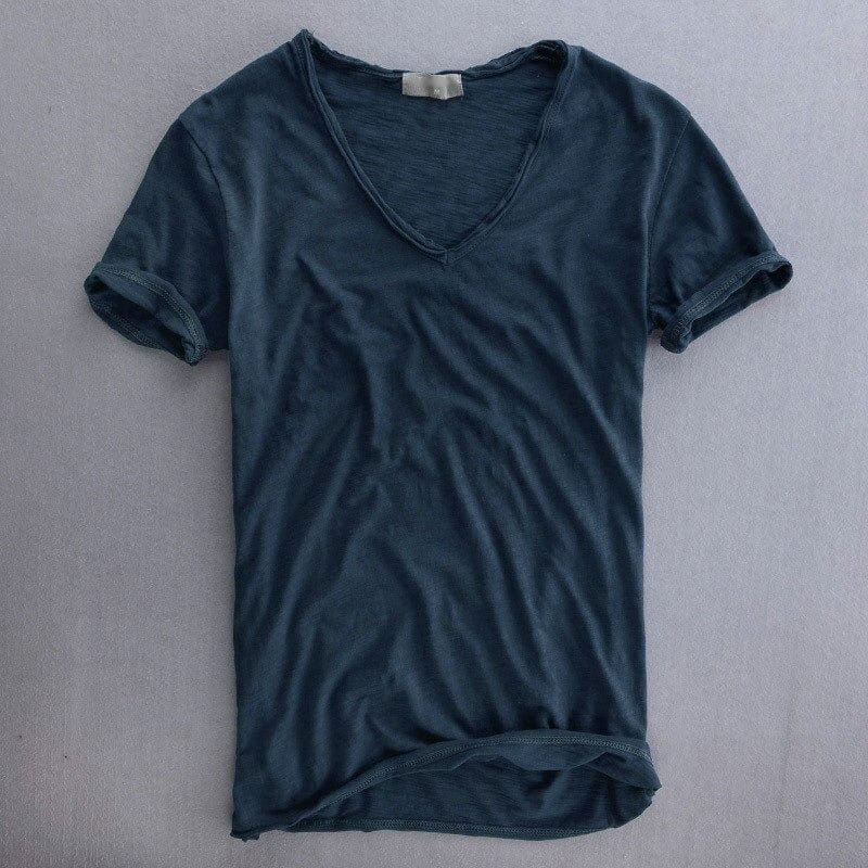 Viktor | Tricou cu guler în V, mâneci scurte, croială lejeră