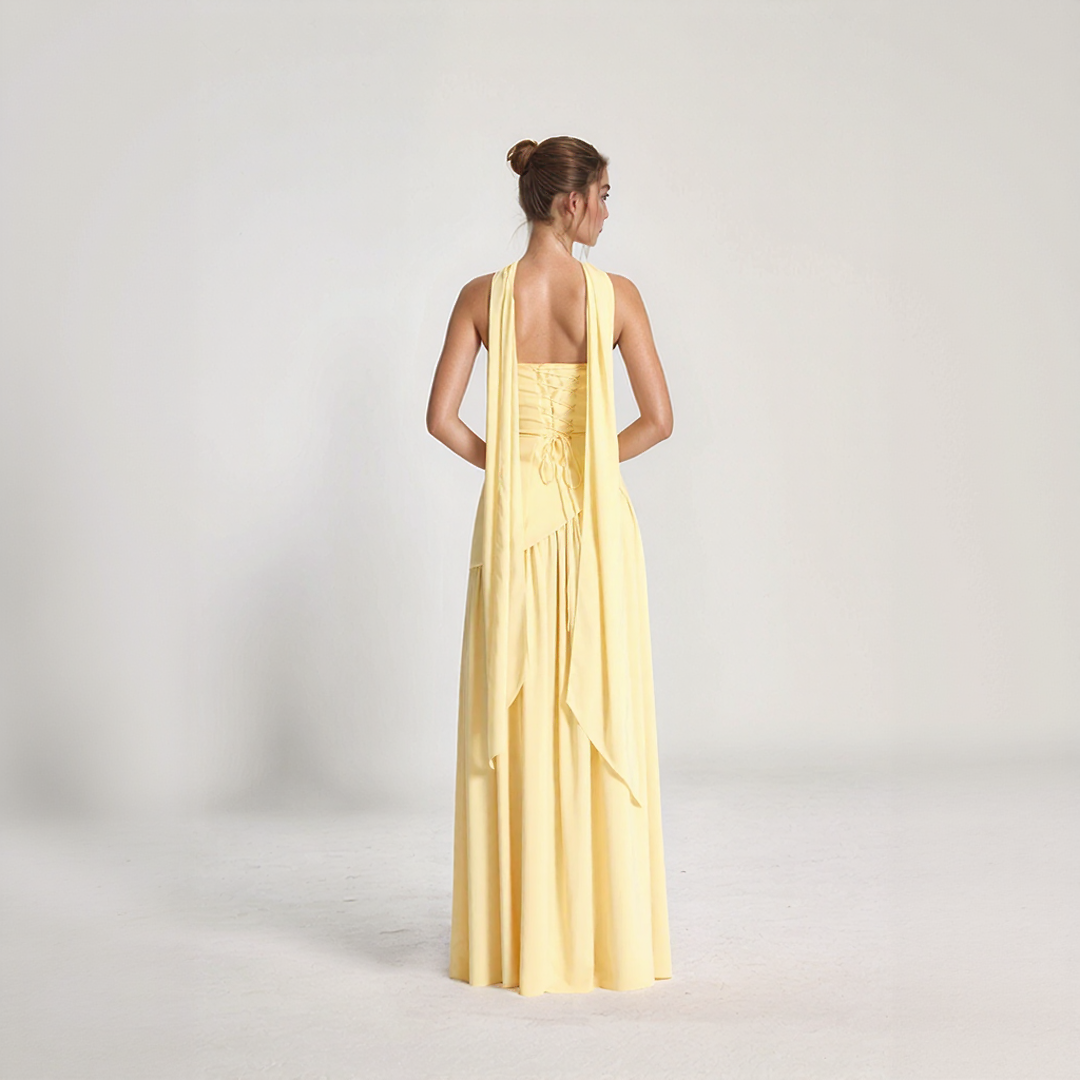 Janine | Long Corset Dress – Sculpted Elegance and Bold Slit 