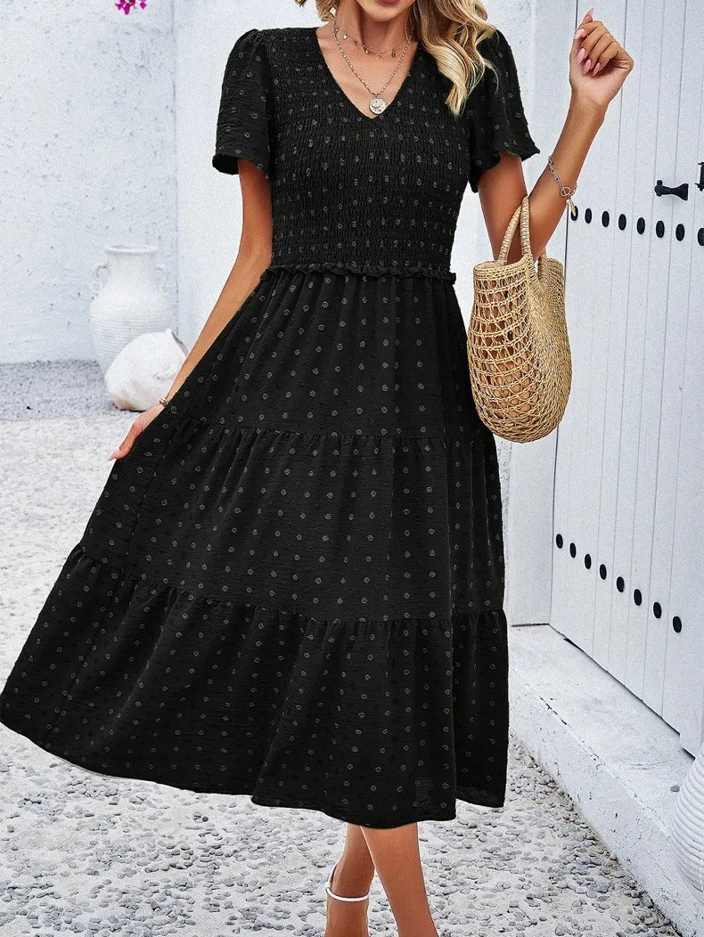 Sophie | Sukienka Boho Chic z Krótkim Rękawem 