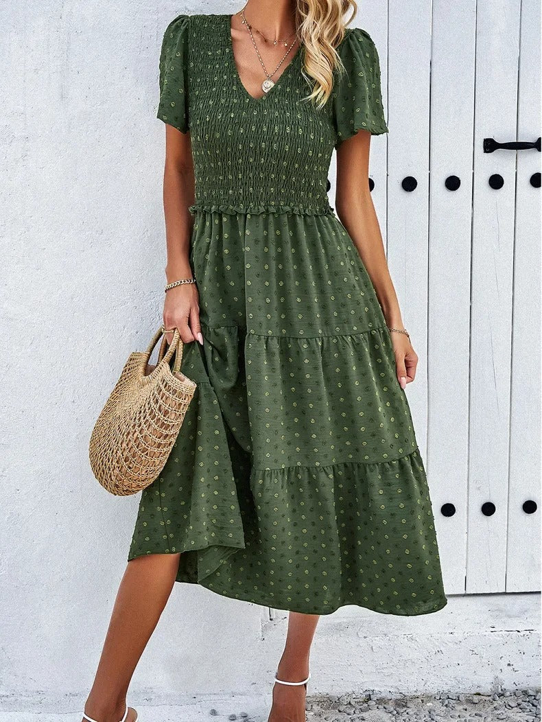 Sophie | Sukienka Boho Chic z Krótkim Rękawem 