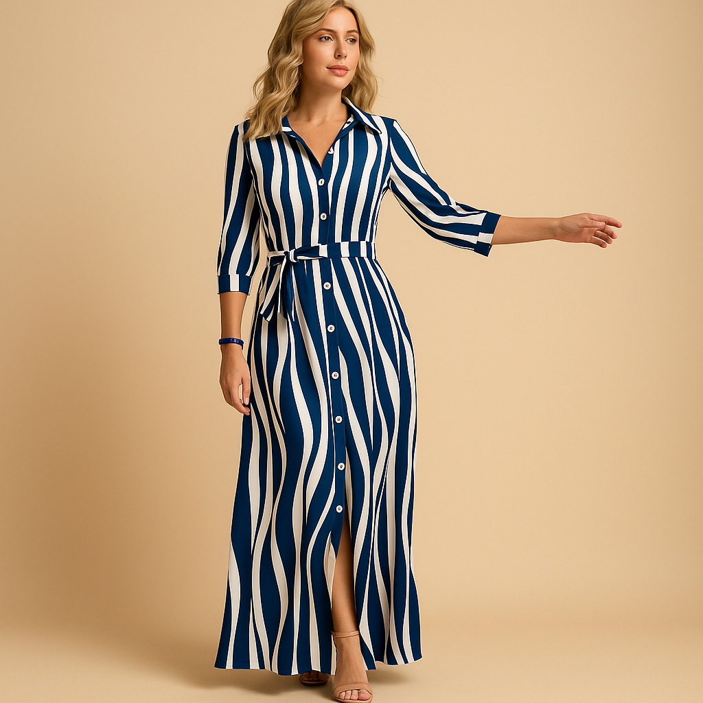 Olga | Abito Camicia Lungo Con Fessura Elegante 