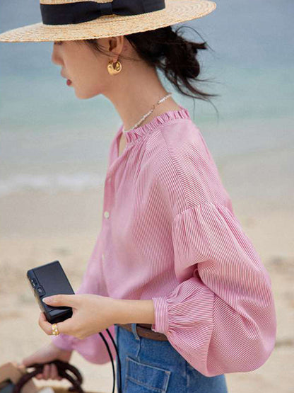 Ginette | Blusa a righe sottili – Chic e comfort assicurato 