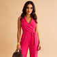 Lamia | Elegante Jumpsuit met Strikceintuur en V-hals 