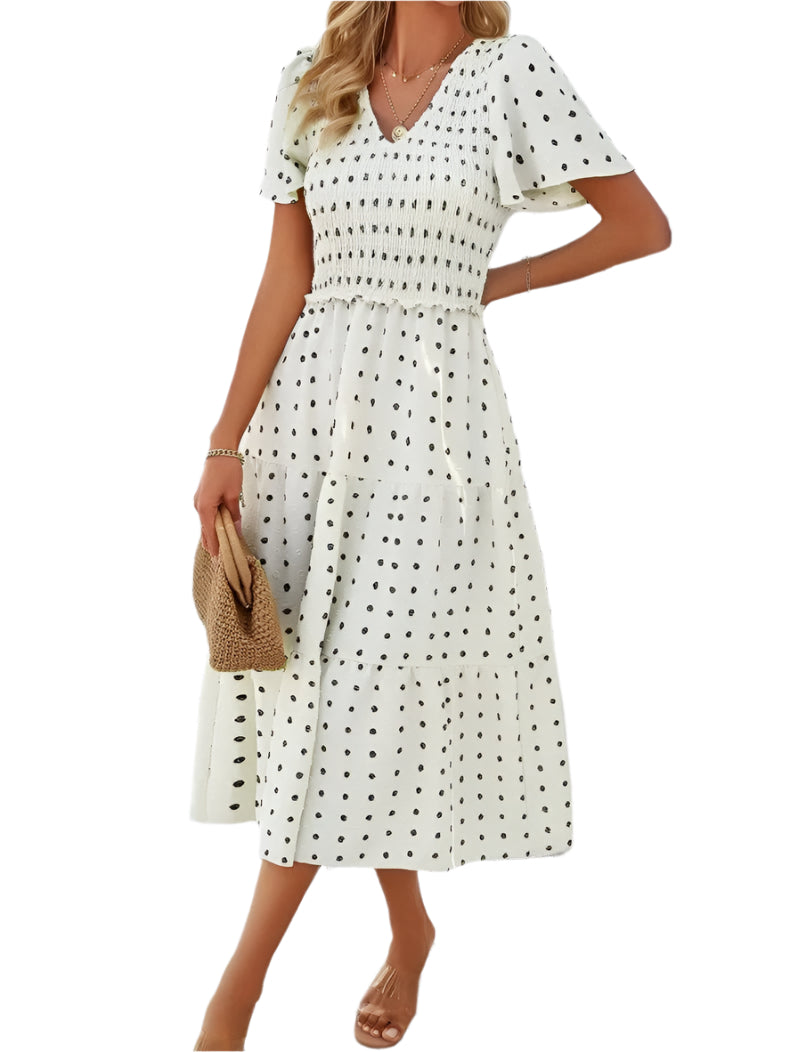 Sophie | Sukienka Boho Chic z Krótkim Rękawem 