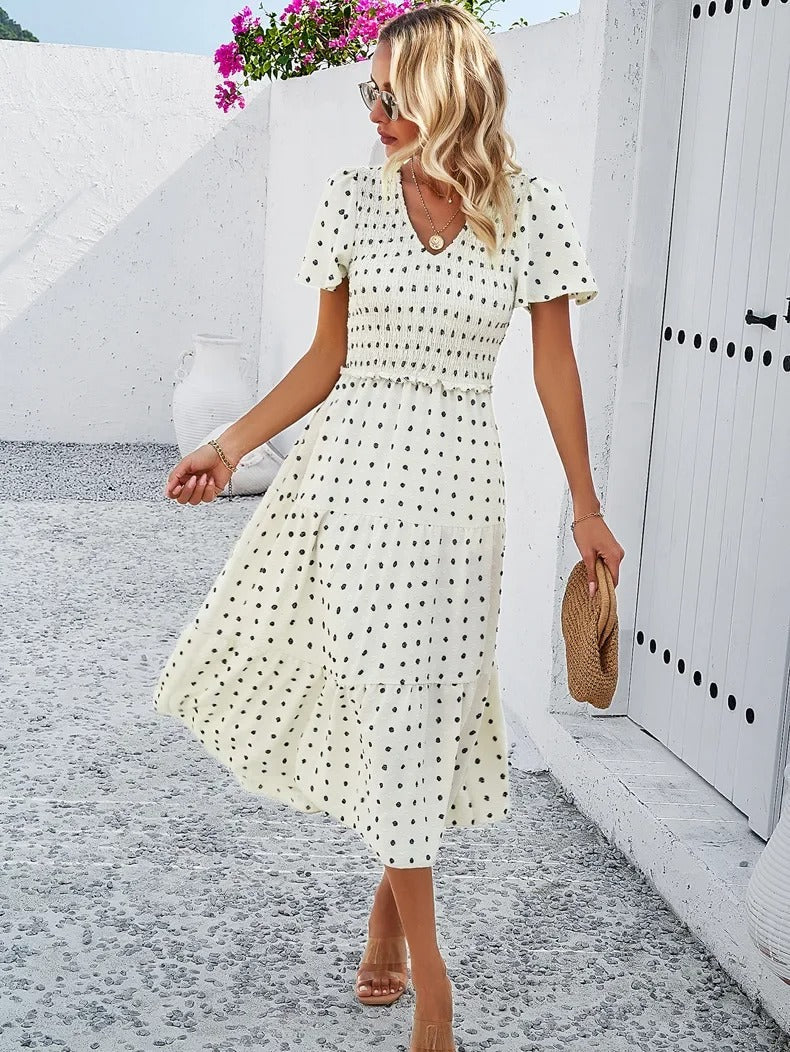Sophie | Sukienka Boho Chic z Krótkim Rękawem 