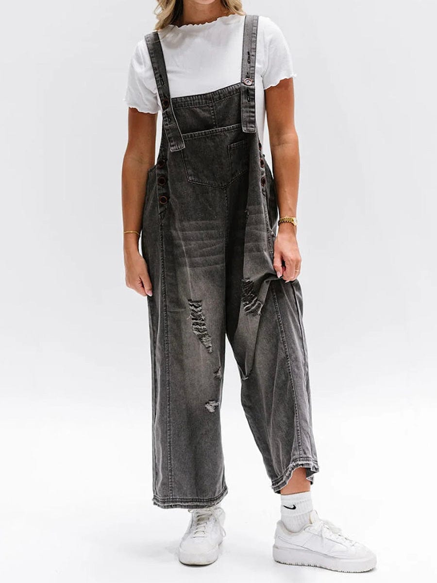 Lucie | Salopetă din denim fără mâneci, lejeră 