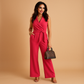 Lamia | Elegante Jumpsuit met Strikceintuur en V-hals 