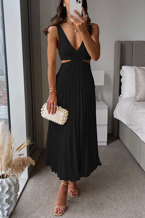 Caroline | Abito Lungo Plissettato Con Ritagli – Eleganza Moderna 