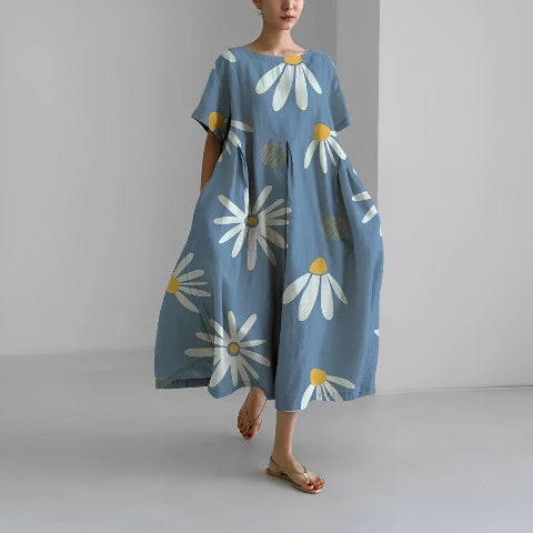 Dorothée | Lång Klänning Med Mönster – Rymlig Och Trendig Design 