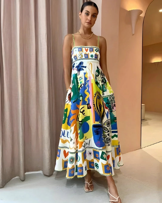 Calista | Vestido de Tirantes Ligero – Colores Vibrantes 
