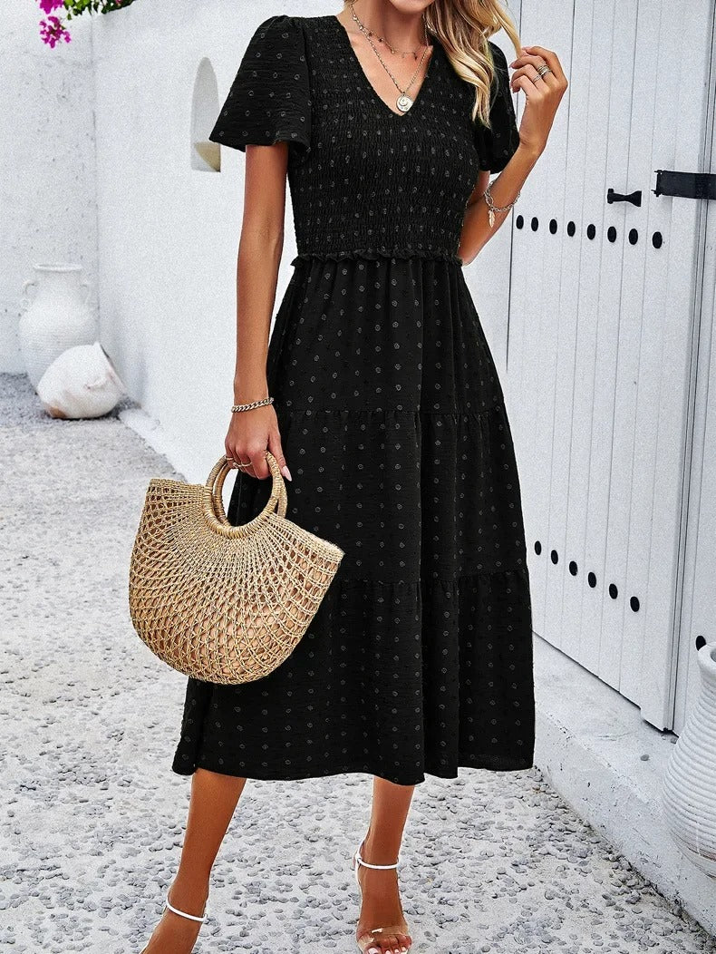 Sophie | Sukienka Boho Chic z Krótkim Rękawem 