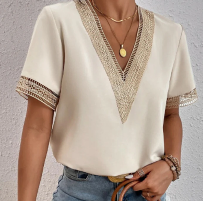 Émilienne | T-shirt V-ringad Brise D'été 