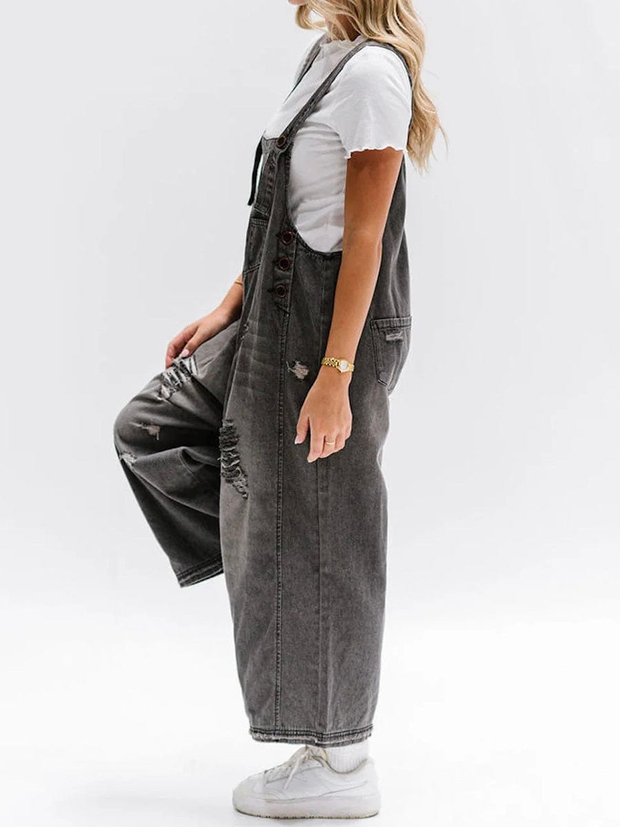 Lucie | Salopetă din denim fără mâneci, lejeră 
