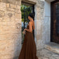 Nadège| Vestido Largo Moderno – Elegancia Pura y Corte Fluido 