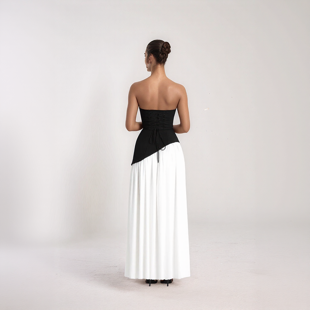 Janine | Long Corset Dress – Sculpted Elegance and Bold Slit 