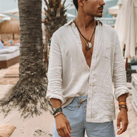 Simon | Camicia Lunga Ampia con Tasche Minimaliste 