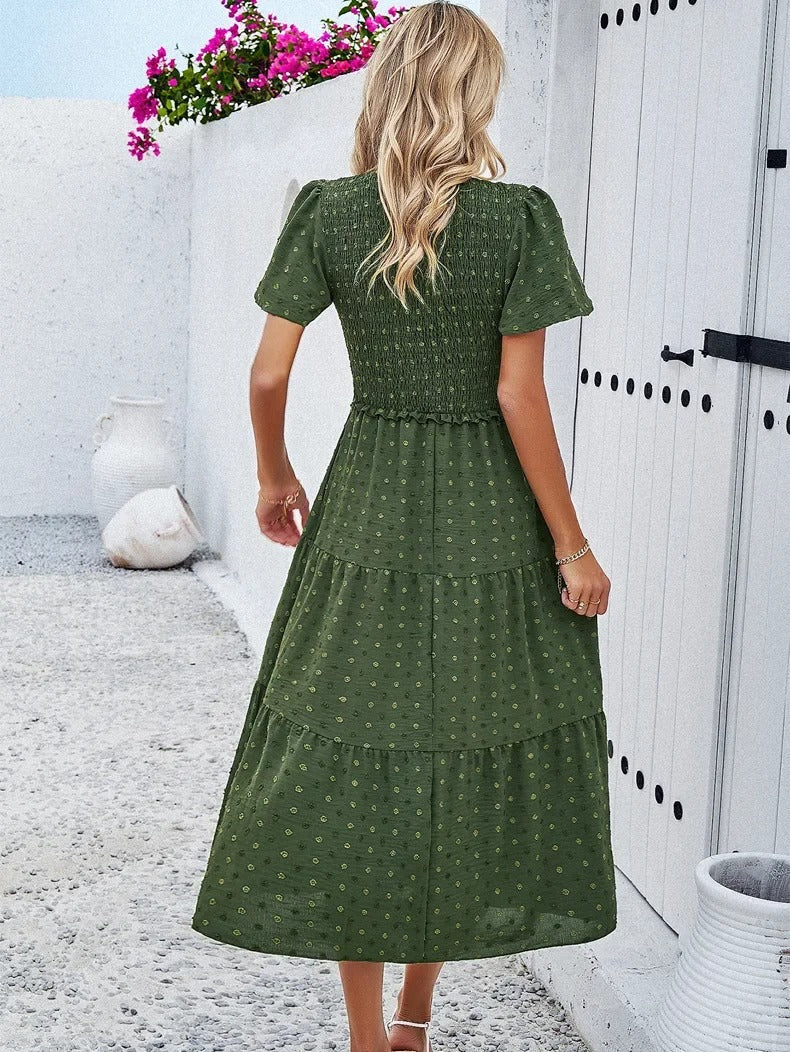 Sophie | Sukienka Boho Chic z Krótkim Rękawem 