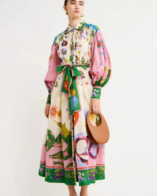 Kassidy | Vestido Largo Con Mangas Abullonadas – Look Único Y Creativo 