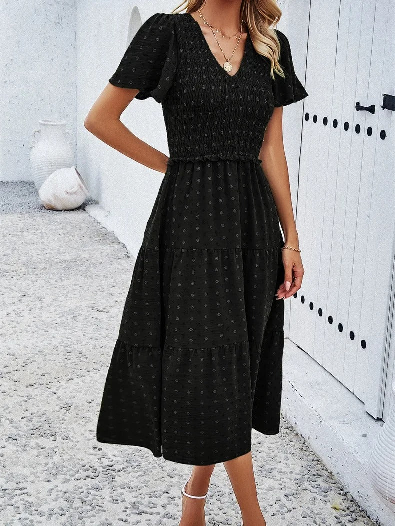 Sophie | Sukienka Boho Chic z Krótkim Rękawem 