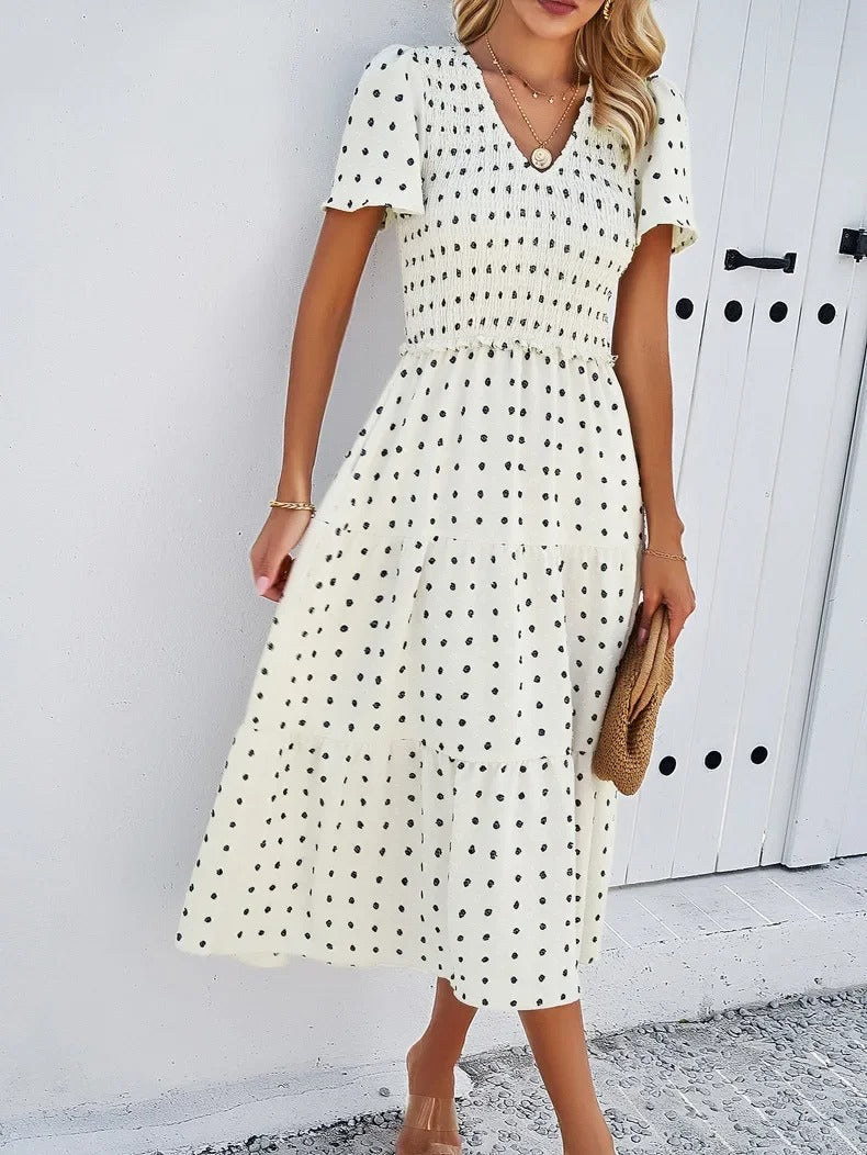 Sophie | Sukienka Boho Chic z Krótkim Rękawem 