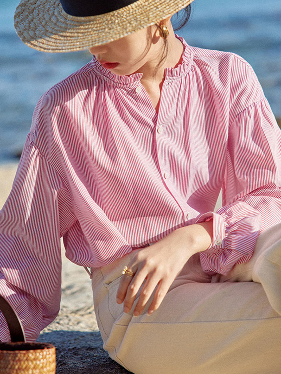 Ginette | Blusa a righe sottili – Chic e comfort assicurato 