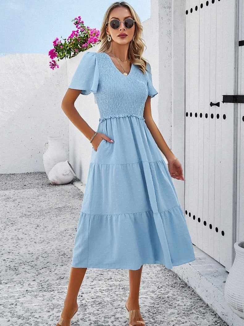 Sophie | Sukienka Boho Chic z Krótkim Rękawem 