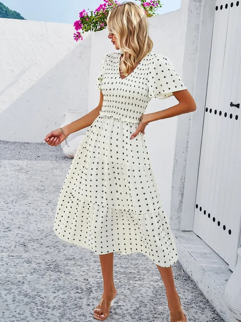 Sophie | Sukienka Boho Chic z Krótkim Rękawem 