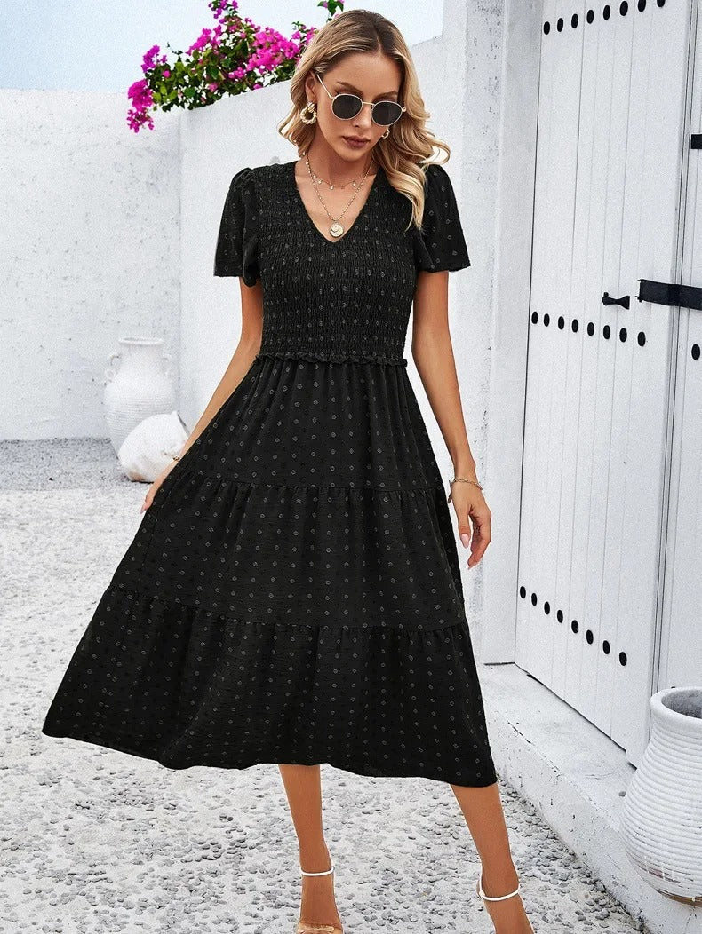 Sophie | Sukienka Boho Chic z Krótkim Rękawem 