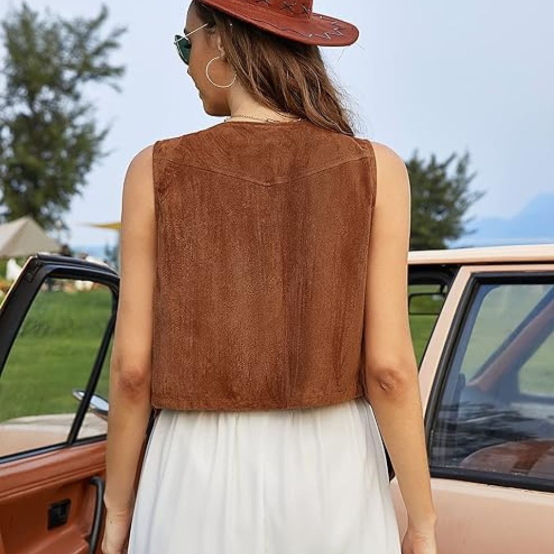 Eva | Kurze Weste ohne Ärmel – Western- und Trendlook 
