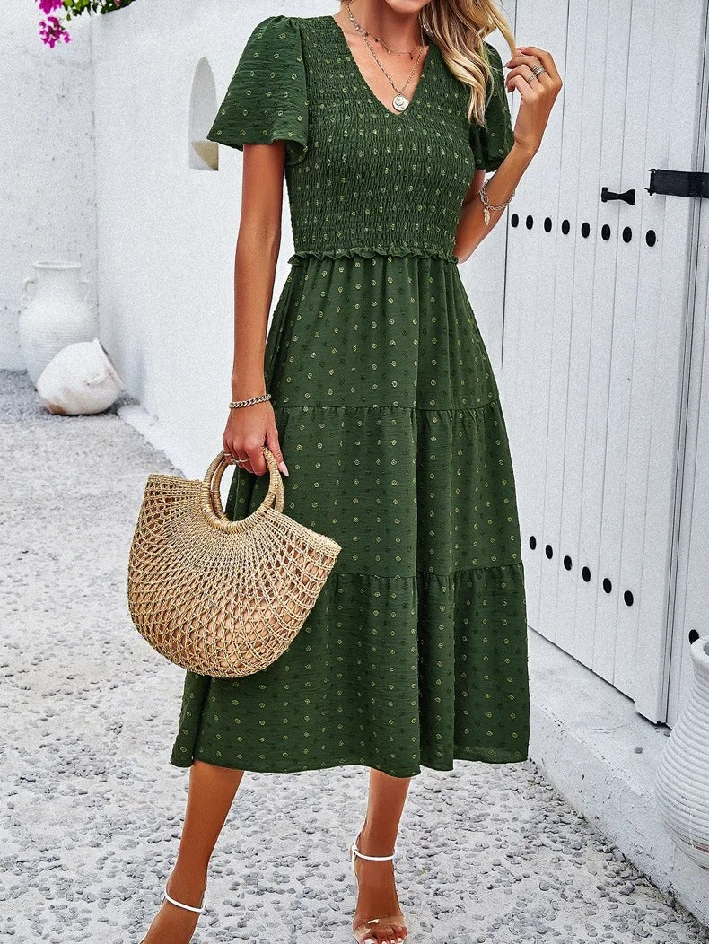 Sophie | Sukienka Boho Chic z Krótkim Rękawem 