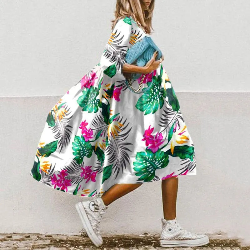 Sybille | Rochie Largă Cu Flori – Stil Estival 