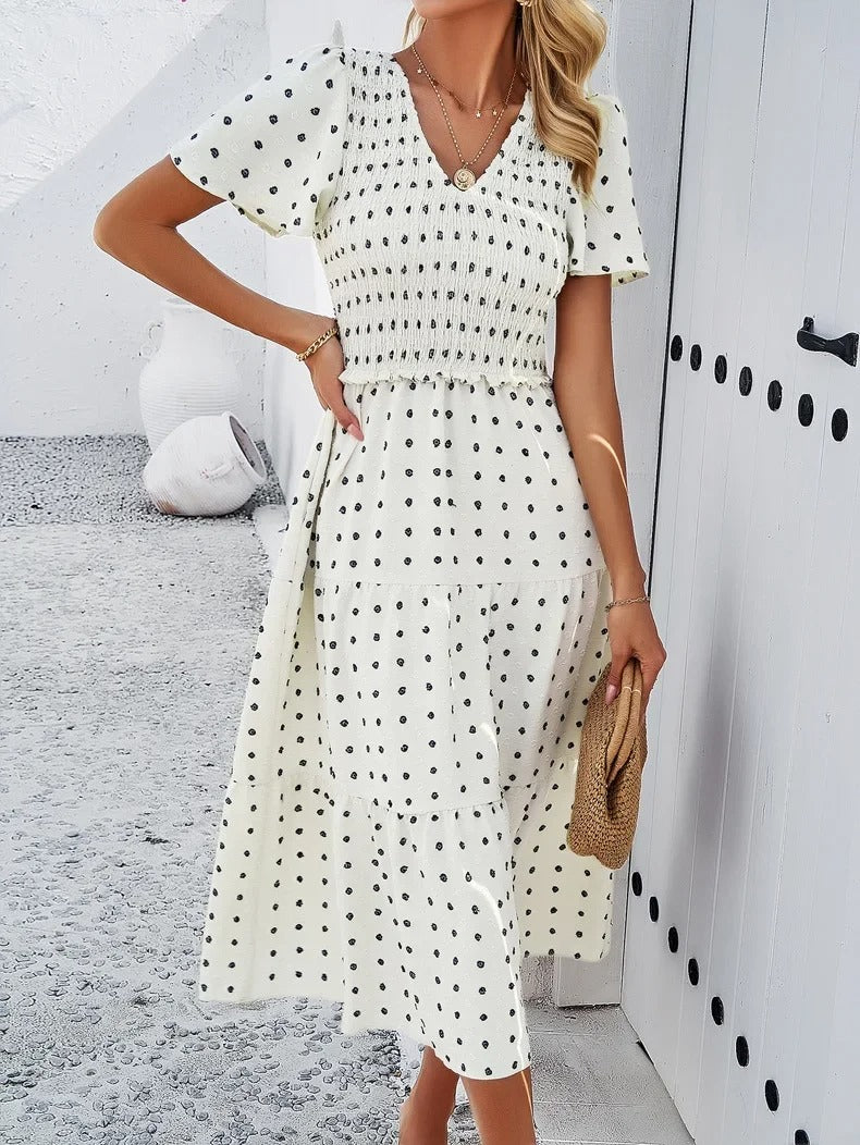 Sophie | Sukienka Boho Chic z Krótkim Rękawem 