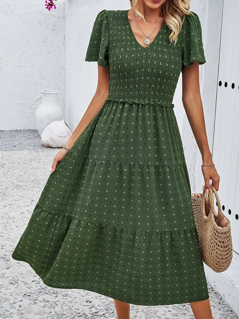 Sophie | Sukienka Boho Chic z Krótkim Rękawem 