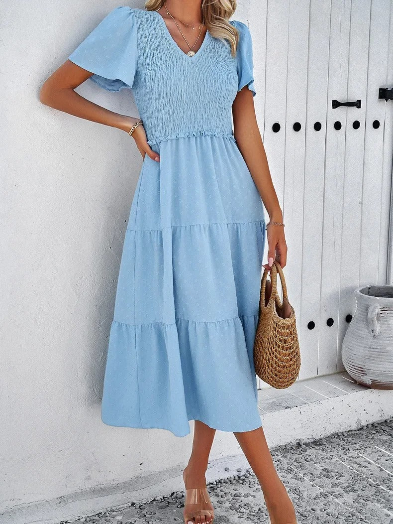 Sophie | Sukienka Boho Chic z Krótkim Rękawem 