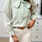 Cézanne | Elegant Checkered Blouse with Bow Tie 