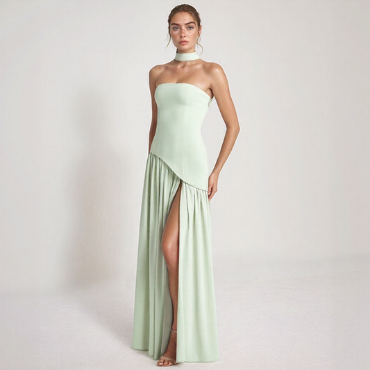 Janine | Long Corset Dress – Sculpted Elegance and Bold Slit 