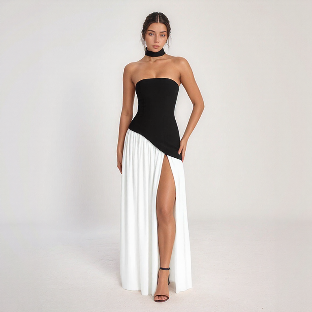 Janine | Long Corset Dress – Sculpted Elegance and Bold Slit 