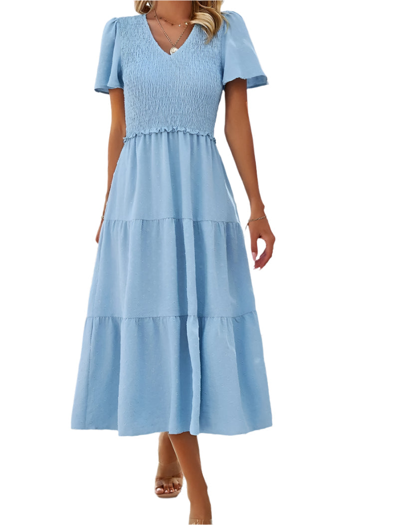 Sophie | Sukienka Boho Chic z Krótkim Rękawem 