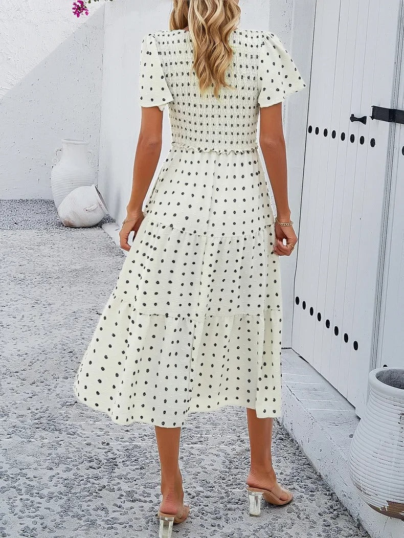 Sophie | Sukienka Boho Chic z Krótkim Rękawem 