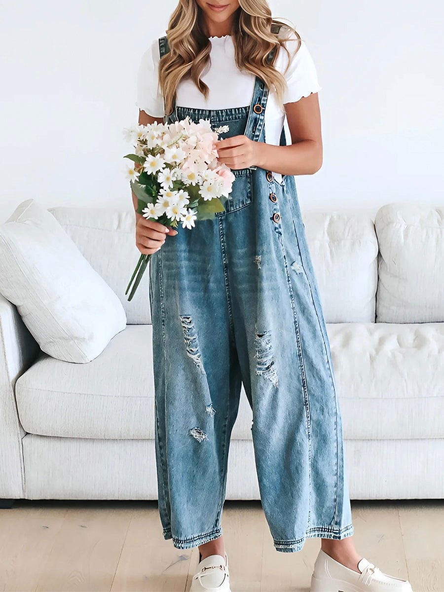 Lucie | Salopetă din denim fără mâneci, lejeră 