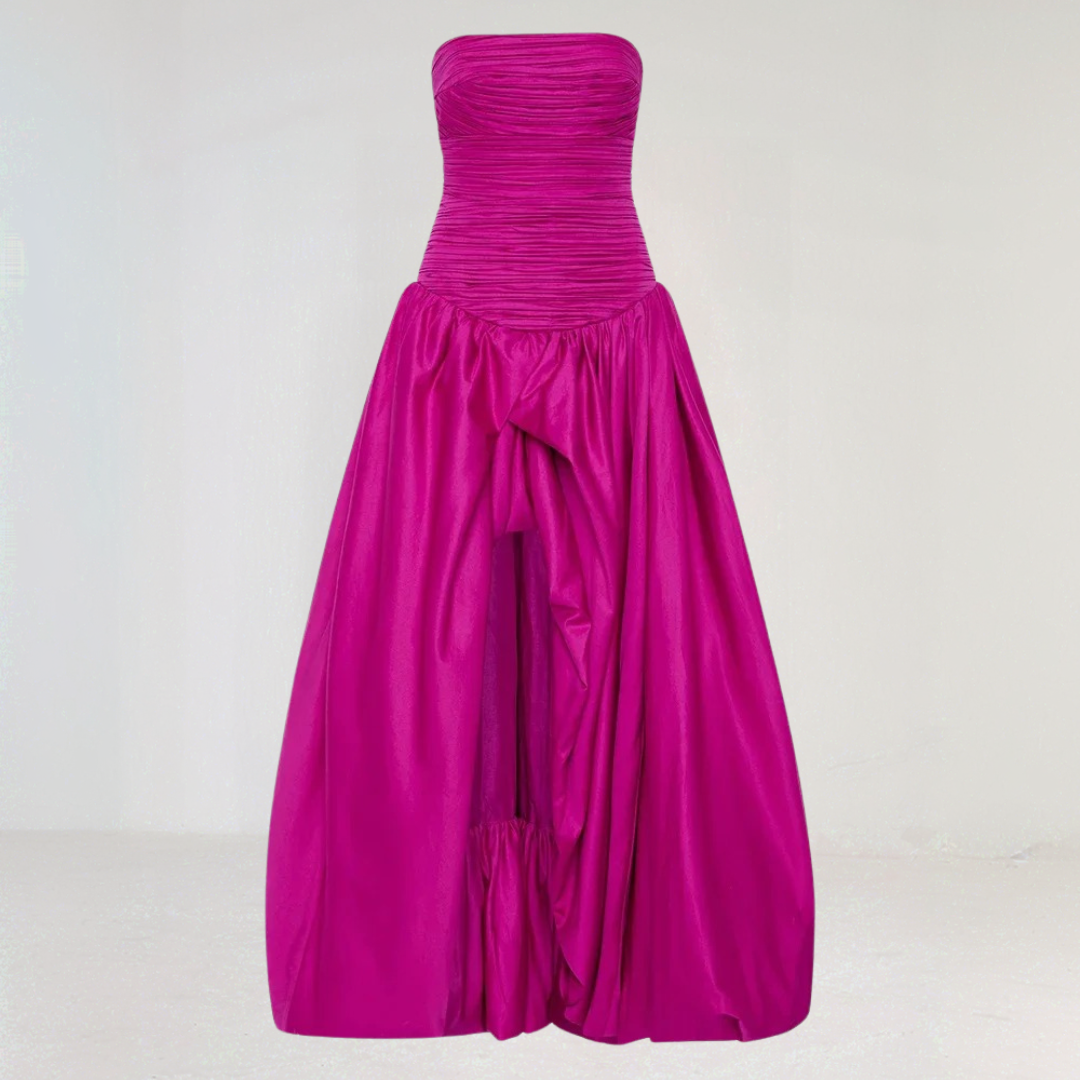 Anita | Vestido Largo Evase – Escote Recto y Dobladillo Voluminoso 