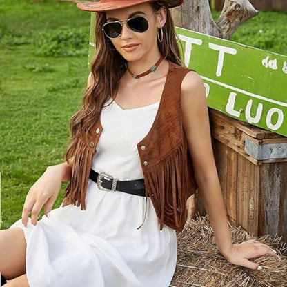 Eva | Kurze Weste ohne Ärmel – Western- und Trendlook 